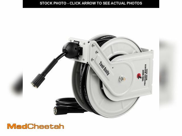 Lot 74-11557795 - Tool Daily Retractable Pressure Washer Hose Reel, Power Washer Hose Reel 60 FT x 1/4, Heavy Duty Hig...