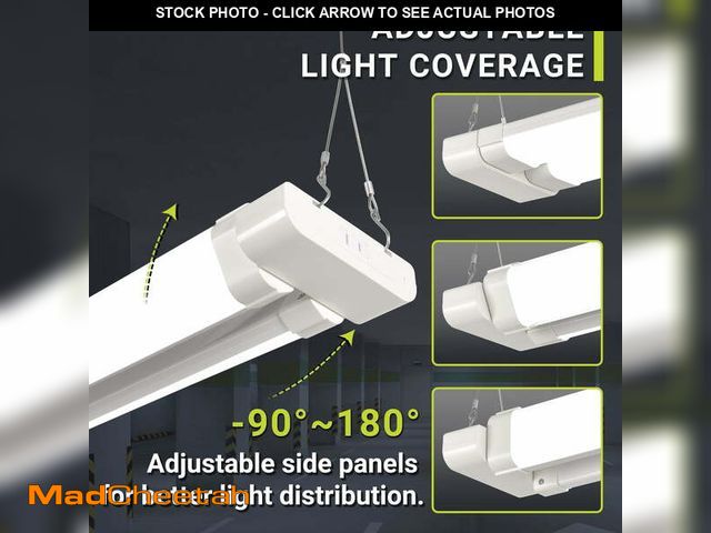 Lot 74-14438691 - Green Watt 4-FT 10,000 Lumens LED Shop Light, Adjustable Light Panels, White Metal Construction - UN...