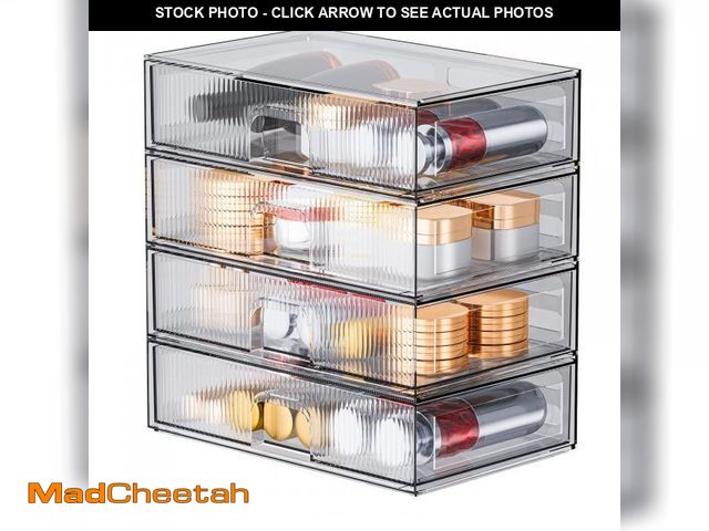 Lot 74-11559509 - ZHIAI Stackable Storage Drawer, 4 Piece Acrylic Organiser for Cosmetics and Beauty Products, Suitabl...