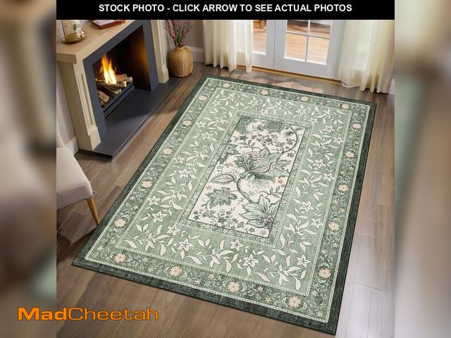 Lot 74-13715059 - GarveeHome Provence Botanical Grove 4x6 Rug Sage Green Vintage Cottagecore Carpet 4 x 6 Area Rug for...