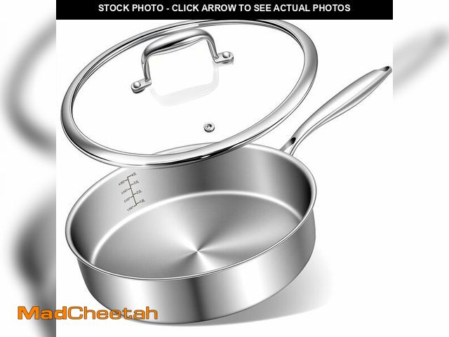 Lot 74-13990468 - EWFEN 12 Inch Tri-Ply Stainless Steel Frying Pan, Compatible with All Cooktops Up to 600Ã¢ââ°, La...