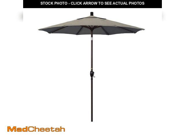 Lot 74-14614691 - California Umbrella 7.5 ft. Bronze Aluminum Market Patio Umbrella with Push Tilt Crank Lift in Spect...