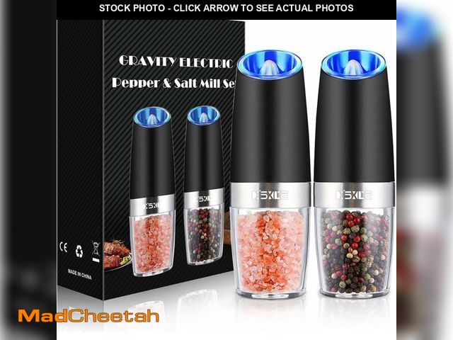 Lot 74-12707598 - XinXu Gravity Electric Pepper and Salt Grinder Set, Adjustable Coarseness, Battery Powered with LED ...