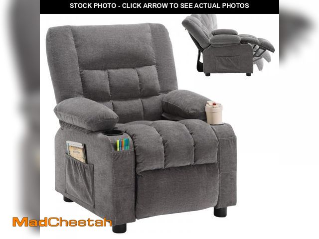 Lot 74-12479661 - Jonpony Kids Recliner Chair Push Back Toddler Recliner With Cup Holders &amp; Side Pockets Adjustabl...
