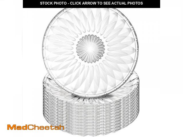 Lot 74-12437103 - Hiceeden Set of 12 Crystal Glass Salad Plate, 8 Inch Round Clear Dessert Plates Restaurant Serving P...