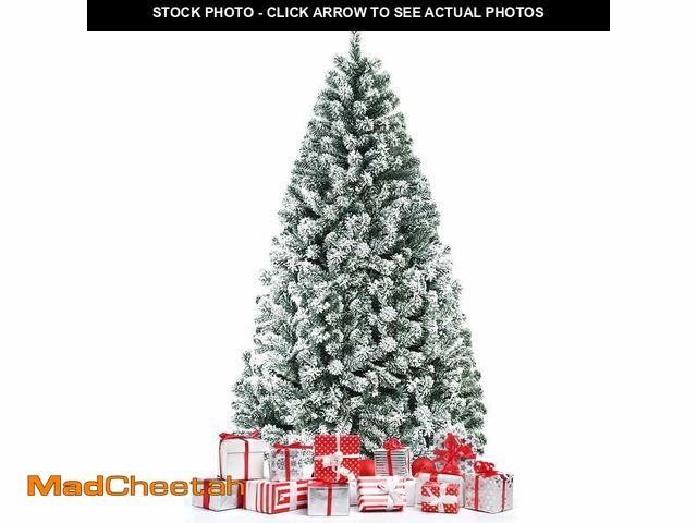 Lot 74-12888154 - Gymax 6ft Snow Flocked Hinged Artificial Christmas Tree Unlit Holiday Decor - USED