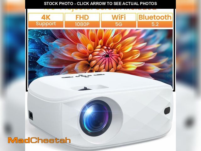 Lot 74-13625557 - HAPPRUN Projector, Projector with WiFi and Bluetooth, [One Step Mirroring]Projector for Phones, 1200...