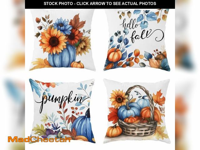 Lot 74-12977599 - SEGXCFL Fall Pillow Covers 20x20 Set of 4 Velvet Pillow Cover Pumpkin Floral Decorative Pillow Case ...