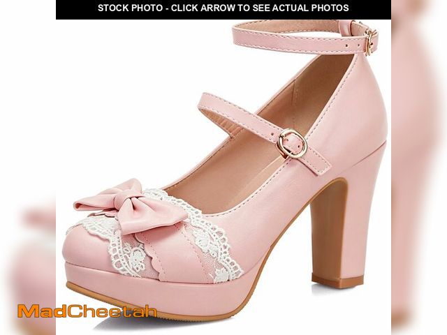 Lot 74-14299661 - MEOTINA Mary Janes Shoes for Women Cute Bow Platform Heels Lace Closed Toe Kawaii Shoes Vintage Ankl...