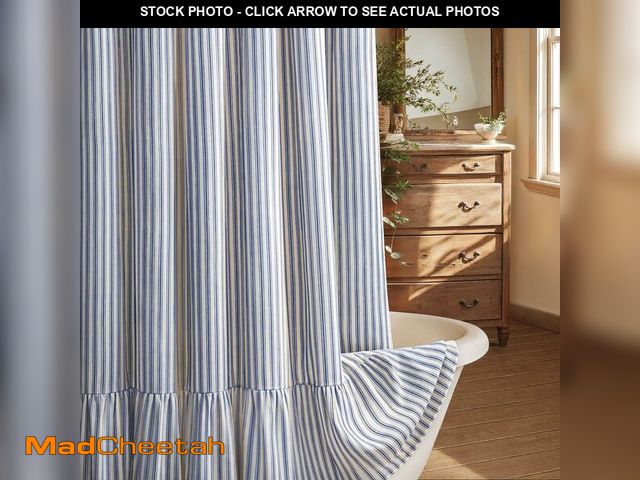 Lot 74-13998001 - XOGUIBO Farmhouse Shower Curtain with Ruffle Hem Linen Shower Curtains for Bathroom Country Vintage ...