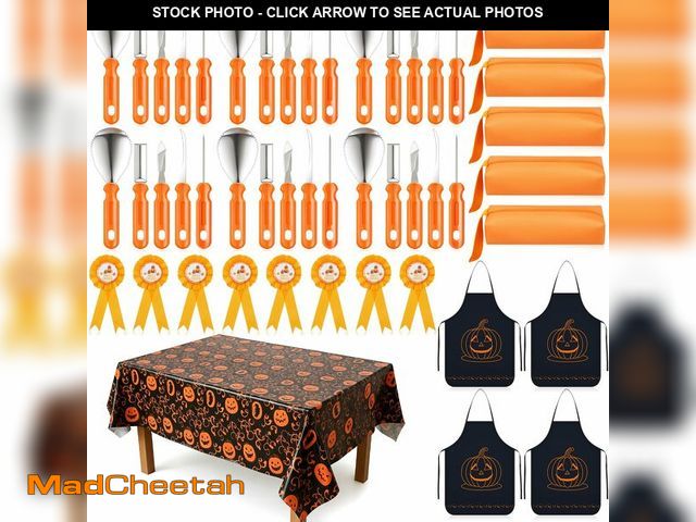 Lot 74-12714080 - LemonRoad 20 Pcs Halloween Pumpkin Carving Kit Includes 6 Carving Tools, 2 Tablecloth, 6 Awards Ribb...