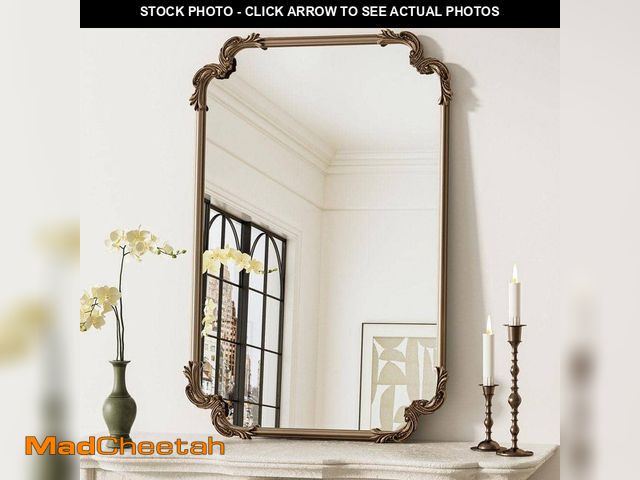 Lot 74-14223066 - KeonJinn 24 in. H x 36 in. W Framed Rectangular Vintage Mirror Antique Gold Mirror Decorative Mirror...