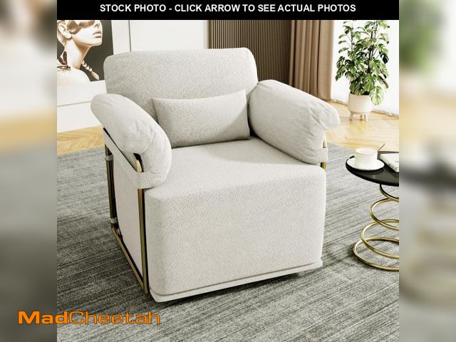 Lot 74-12336927 - Mistpople 360 Degree Square Swivel Accent Sofa Chair,Fluffy Fabric Lounge Wide Upholstered Reading C...