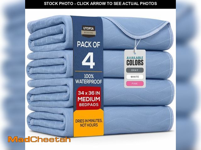 Lot 74-13575909 - Utopia Bedding Washable Underpads 34" x 36" (Pack of 4), Waterproof Reusable Heavy Absorbency Incont...