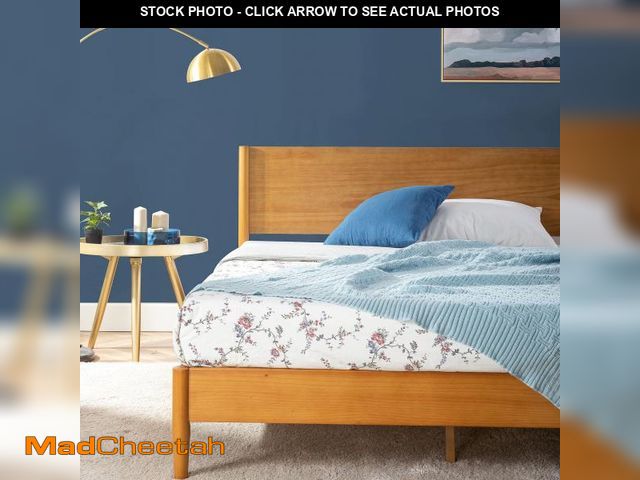 Lot 74-12228292 - ZINUS Allen Mid Century Wood Platform Bed Frame, Solid Wood Foundation, Wood Slat Support, No Box Sp...