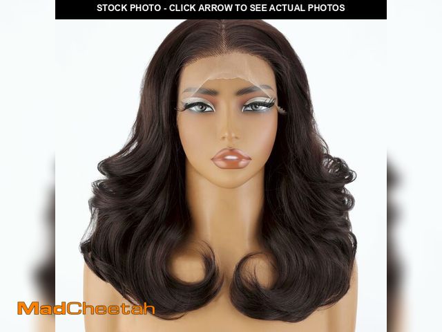 Lot 74-14431967 - SOKU 13X6 Chocolate Brown Lace Front Wigs Pre Layered, 18 Inch Short Wavy Glueless Wigs Pre Plucked,...