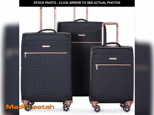 Lot 74-12834124 - Travelhouse 3 Piece Luggage Set Softside Expandable Lightweight Suitcase with Spinner Wheels.(Black)...