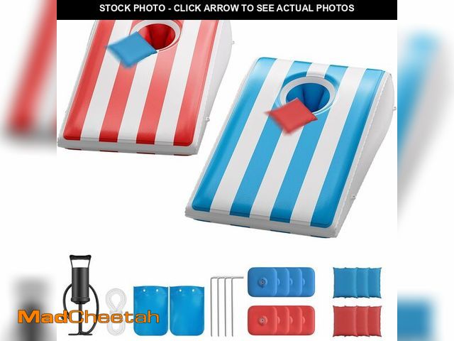 Lot 74-13710375 - QPAU Inflatable Cornhole Board Set, 3 x 2 ft Corn Hole Games for Adults with 8 Bean Bags &amp; 8 Wat...