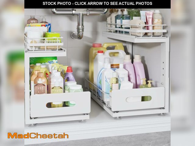 Lot 74-14265145 - Biboraya Under Sink Organizer Upgrade To Professional Rails,2-Tier Dual Pull Out Cabinet Storage,Hei...