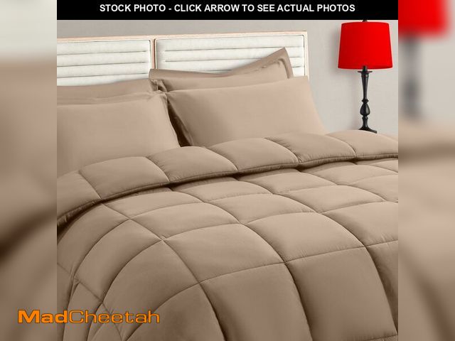 Lot 74-14065195 - TAIMIT Beige Queen Size Comforter Set - 7 Pieces, Bed in a Bag Bedding Sets with All Season Soft Qui...