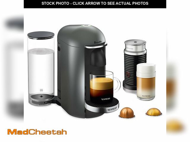 Lot 74-12807194 - Nespresso Vertuo Plus Deluxe Coffee and Espresso Maker by Breville, Titan with Aeroccino Milk Frothe...