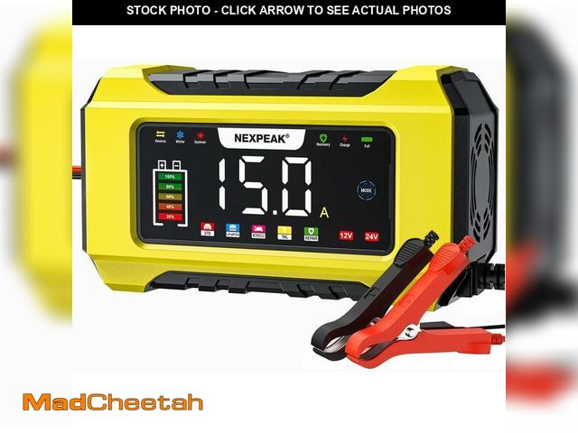 Lot 74-14383402 - NEXPEAK NC215 15-Amp Battery Charger, Trickle Charger Car Battery Charger 12V 24V LiFePO4 Lead Acid ...