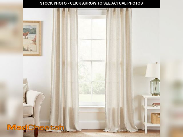 Lot 74-14149015 - jinchan Beige Linen Blend Curtains 90 Inches Length 2 Panels for Bedroom Bathroom, Natural Farmhouse...
