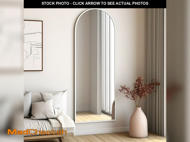 Lot 74-12898754 - Antok Arch Door Mirror, 50'' x 18'' Wooden Arched Full Length Mirror Over The Door, Hanging Mirror, ...