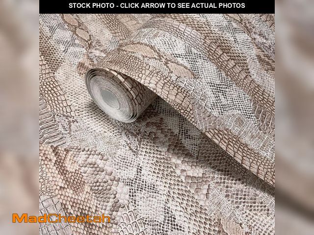 Lot 74-12521892 - Snake Skin Wallpaper, Brown Embossed Textured Wall Covering, Faux Leather Wall Paper, Double Roll 39...