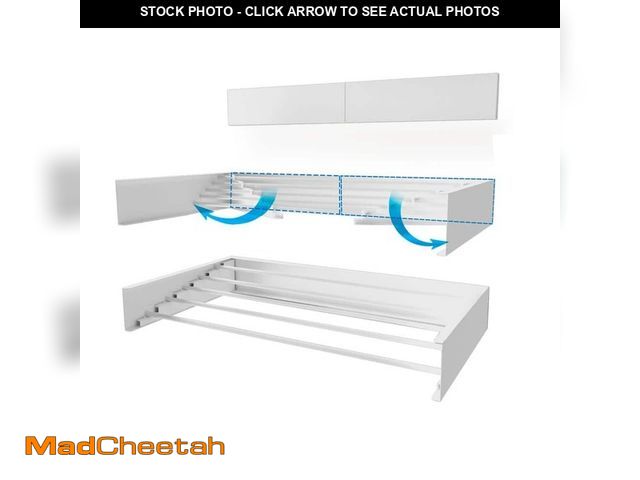 Lot 74-13770643 - STEP UP 27.5 in. x 3.9 in. White Wall Mount Retractable Indoor/Outdoor Laundry Garment Rack - UNUSED
