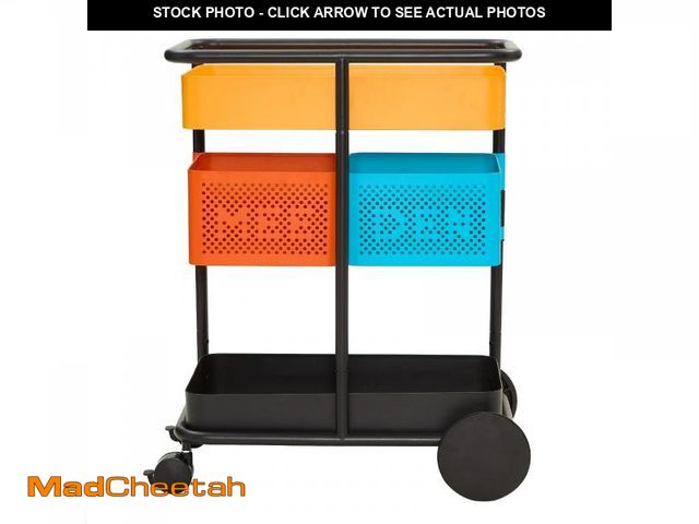 Lot 74-12521869 - MEEDEN 3 Tier Rolling Utility Cart: Metal Heavy Duty Storage Cart Organizer with Wheels - Portable T...