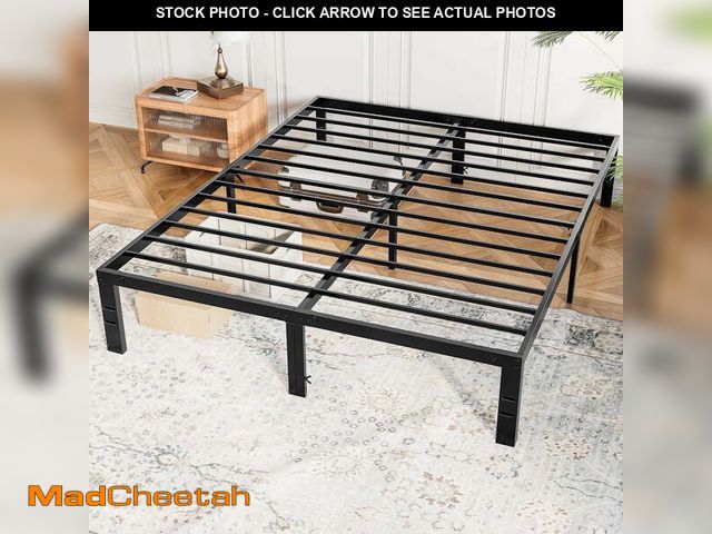 Lot 74-12550361 - CONCETTA 14" King Bed Frame, Heavy Duty Metal Bed Frame with Underbed Storage, No Box Spring Require...