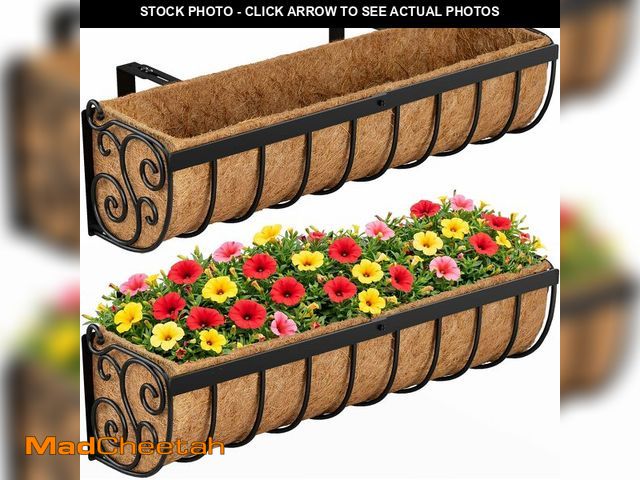 Lot 74-14054376 - VOXOR Railing Planter Boxes, 24 Inch Window Boxes Planters, Balcony Planters with Adjustable Bracket...