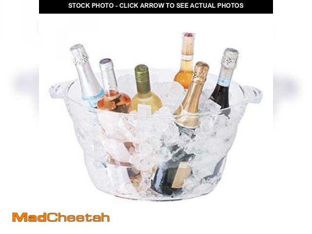 Lot 74-12367715 - Oggi Acrylic Oval Party Tub - Clear Beverage Cooler w/Handles, Wine Cooler, Beer Chiller, Ideal Part...