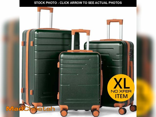 Lot 74-13780304 - Zimtown Luggage  3 Piece Set, ABS Hardside Lightweight Suitcase with Spinner Wheels TSA Lock, Deep G...