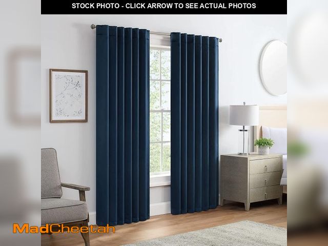 Lot 74-12536892 - Eclipse Langley Room Darkening Curtains 52 in x 84 in Room Darkening Curtains in Navy - UNUSED