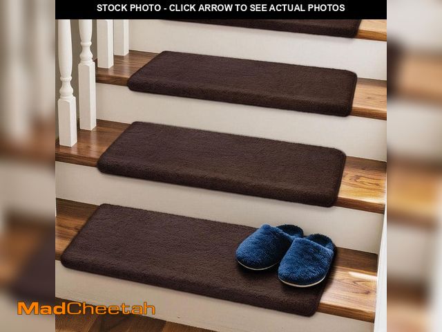 Lot 74-14275482 - PURE ERA Dark Brown 9.5 in. x 30 in. x 1.2 in. Plush Bullnose Indoor Stair Tread Cover Carpet Self A...