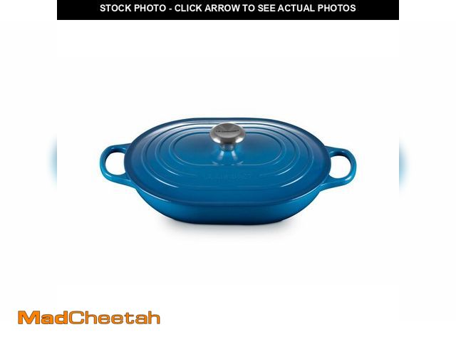 Lot 74-13522378 - Le Creuset Enameled Cast Iron Signature Oval Casserole with Lid 3.75 Quart Marseille - USED
