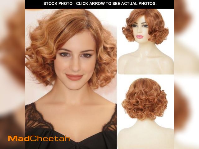 Lot 74-12432644 - Amnenl Short Blonde Curly Wigs for Women Honey Blonde Side Part Synthetic Wig Cosply Daily Party Wig...