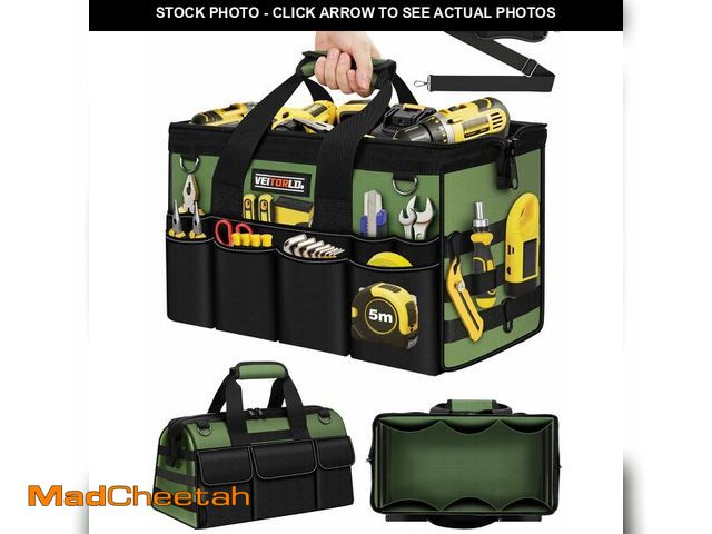 Lot 74-14329831 - 16-Inch Heavy Duty Tool Bag, 19-Pockets Tool Box Organizer, Portable Toolbag W/Soft Handle for Organ...