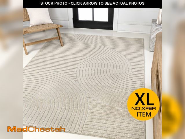 Lot 74-12689875 - JONATHAN Y Hallie High-Low Curve Beige/Cream 8x10 Indoor/Outdoor Area Rug, Minimalist Geometric, Pet...