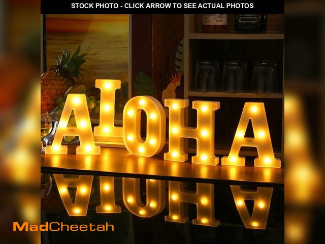 Lot 74-12969499 - Aurelema 5 Pcs Hawaiian Luau Party Decorations Aloha Light up Sign Aloha LED Marquee Letter for Part...