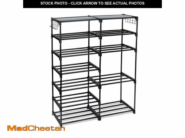 Lot 74-12686475 - Mainstays 7-Tier Space-Saving Shoe Rack, Holds up to 21 Pairs, Black - UNUSED