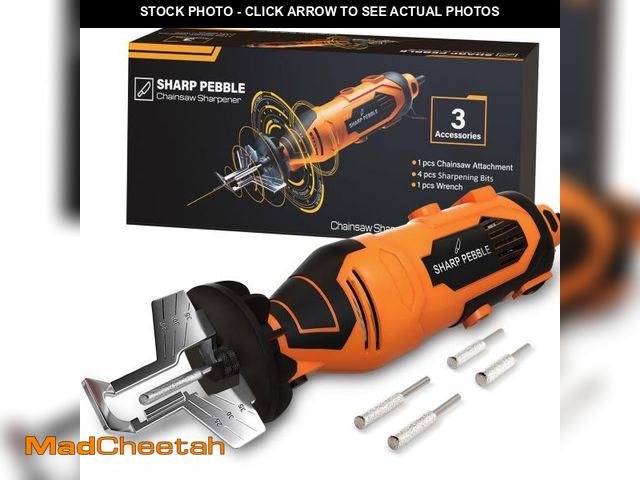 Lot 74-12052120 - Sharp Pebble Electric Chainsaw Sharpener Kit - Comes with Chain Saw Sharpener Tool, 4 File Size Shar...