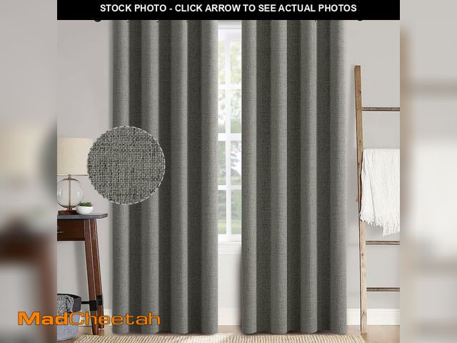 Lot 74-14062332 - MIULEE Linen Texture Curtains for Bedroom Solid 100% Blackout Thermal Insulated Dark Grey Curtains G...