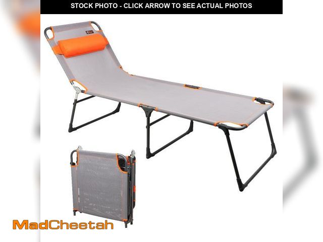 Lot 74-12139973 - PORTAL Adjustable Portable Camping Cot for Adults, Folding Beach Chair, 4-Position Recliner with 250...