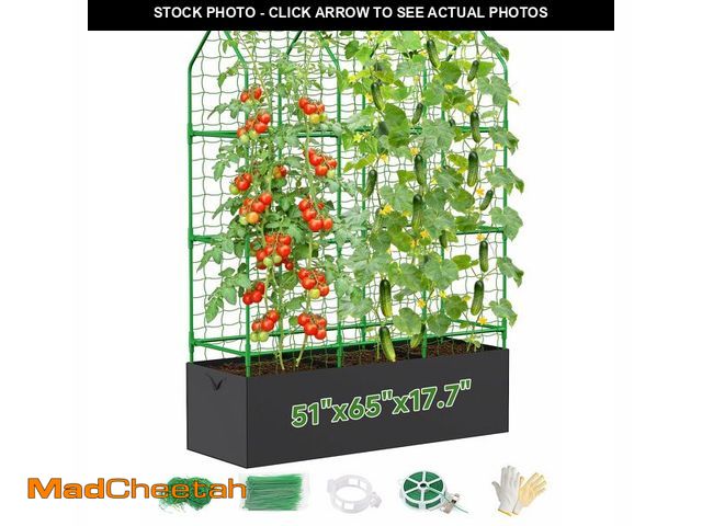 Lot 74-14379454 - Cucumber Trellis with Grow Bag for Raised Bed, A-Shape Garden Trellis for Climbing Plants Outdoor, M...