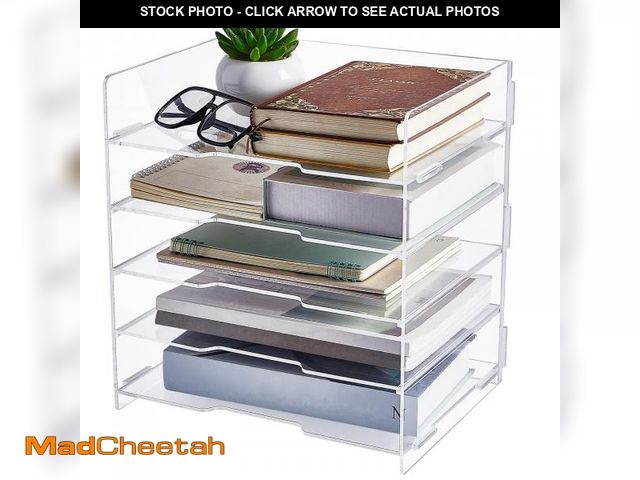 Lot 74-12302684 - 5 Tiers Acrylic Paper Organizers Office Desk Organizers and Accessories Paper Organizer for Desk Cle...