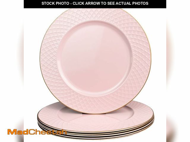 Lot 74-14154224 - UOEKCS Pink Charger Plates, 13" Round Chargers for Dinner Plates, Plastic Chargers for Parties, Tabl...