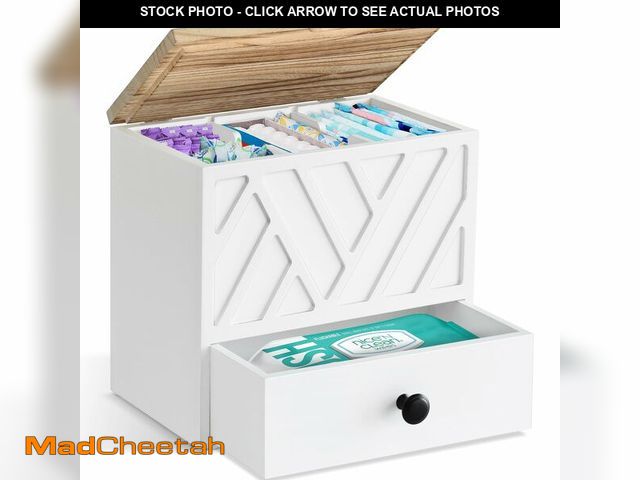 Lot 74-14279789 - Tampon Holder for Bathroom Decor, Feminine Product Organizer with Lid and Drawer, Shark Week Tampon ...